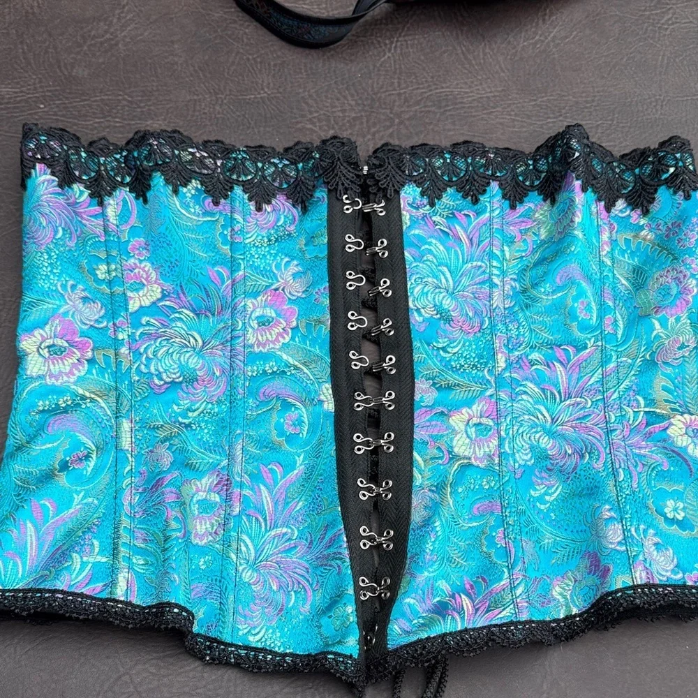Tesa 38 Elegant Blue and Black Corset blue pink sexy
